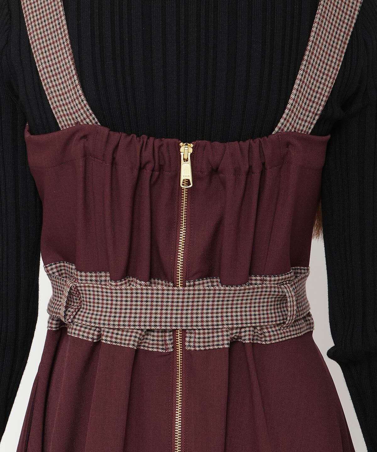 REDYAZEL「チェックバイカラービスチェワンピース」|ワンピース|