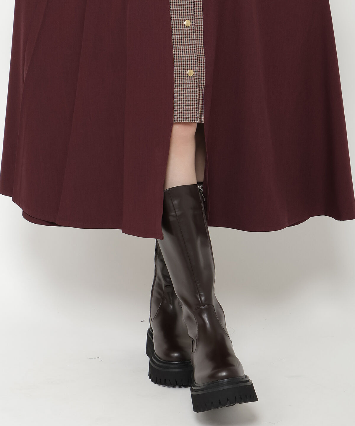 REDYAZEL「チェックバイカラービスチェワンピース」|ワンピース|