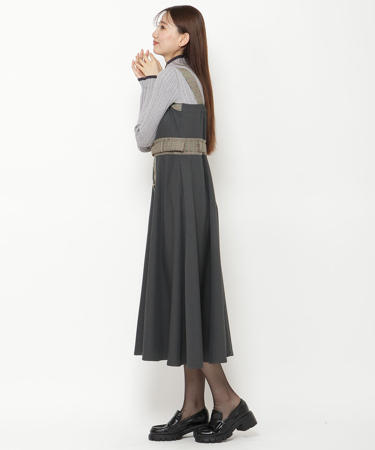 REDYAZEL「チェックバイカラービスチェワンピース」|ワンピース|