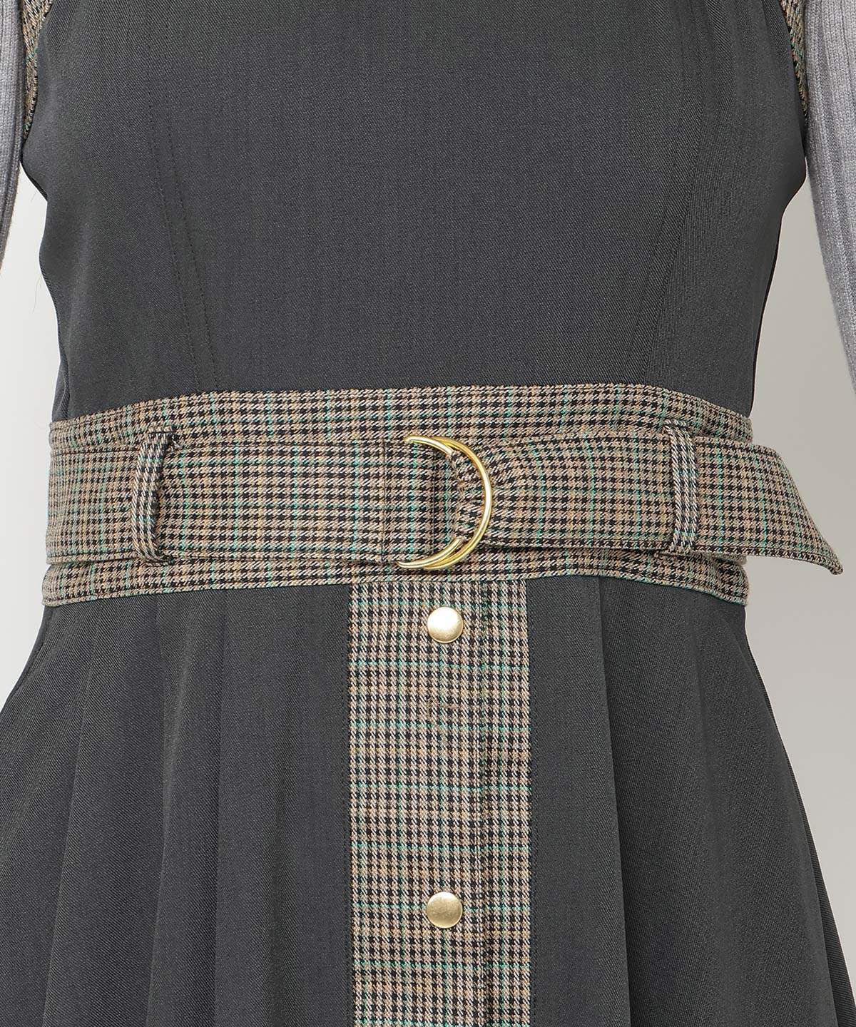 REDYAZEL「チェックバイカラービスチェワンピース」|ワンピース|