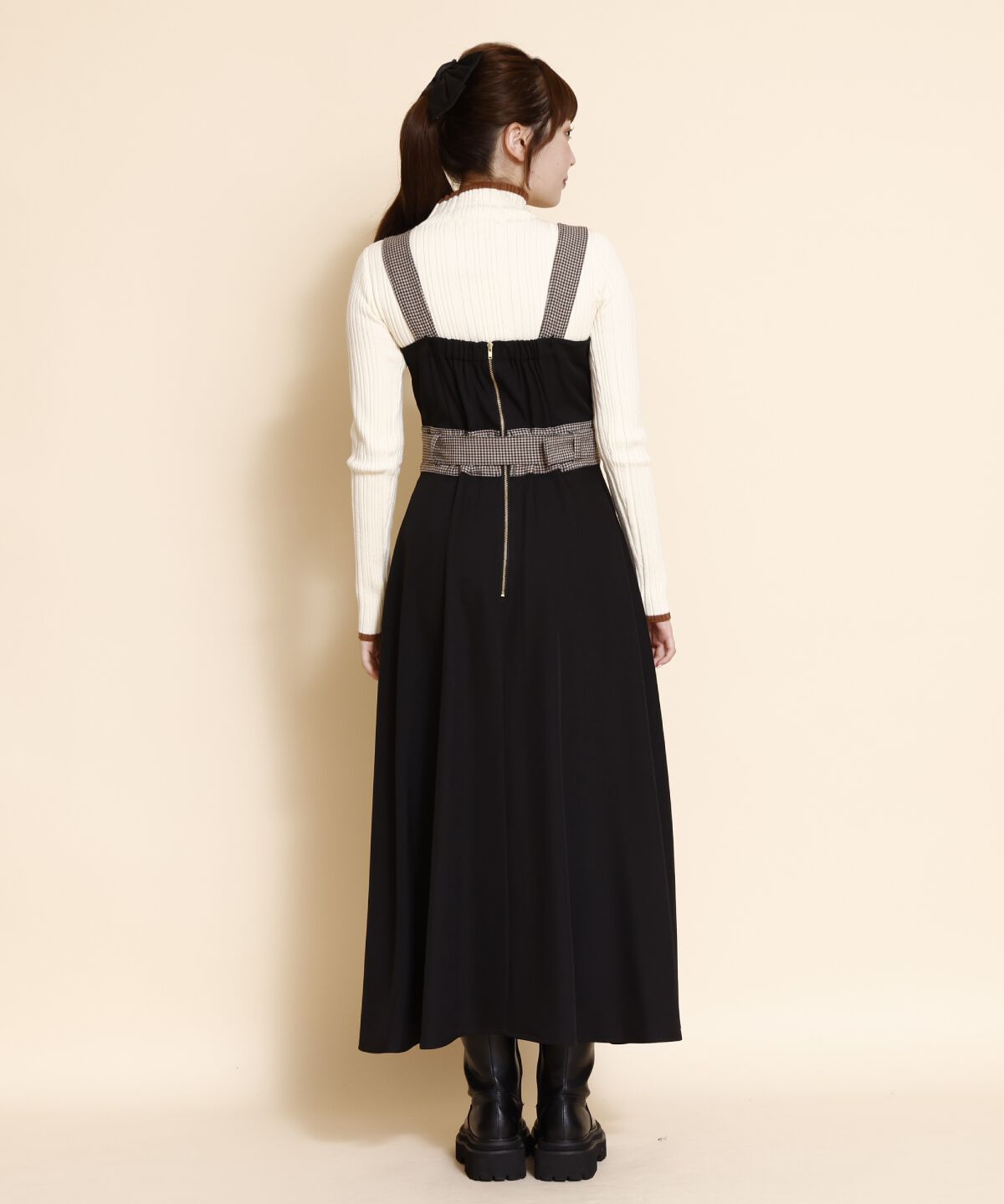 REDYAZEL「チェックバイカラービスチェワンピース」|ワンピース|