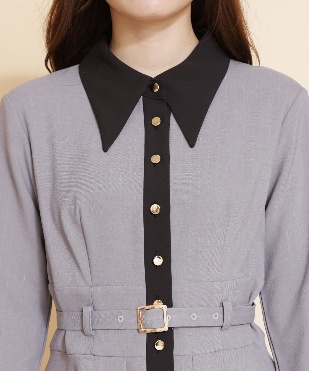 REDYAZEL「バイカラーフレアシャツワンピース」|ワンピース|