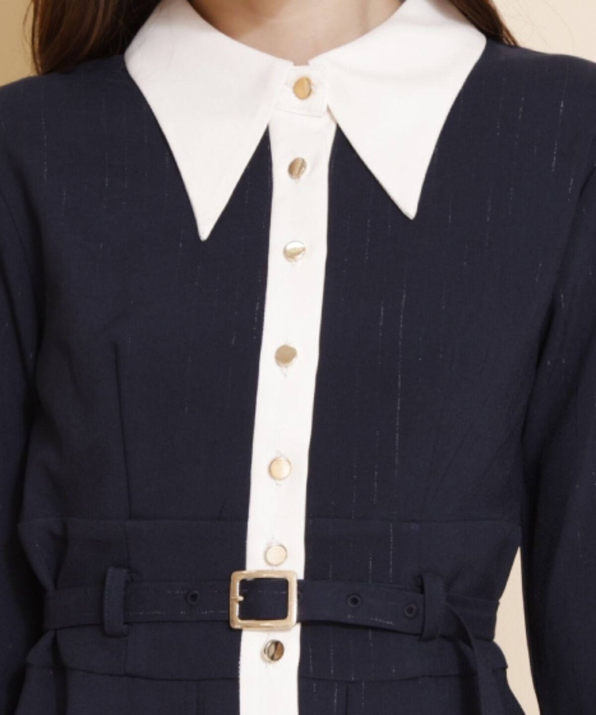 REDYAZEL「バイカラーフレアシャツワンピース」|ワンピース|