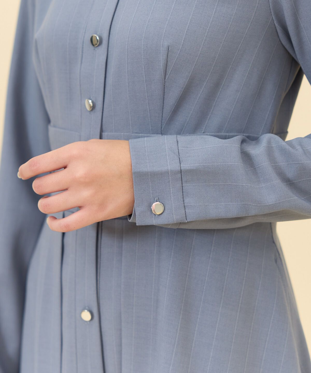 REDYAZEL「シャドーラメストライプシャツワンピース」|ワンピース|