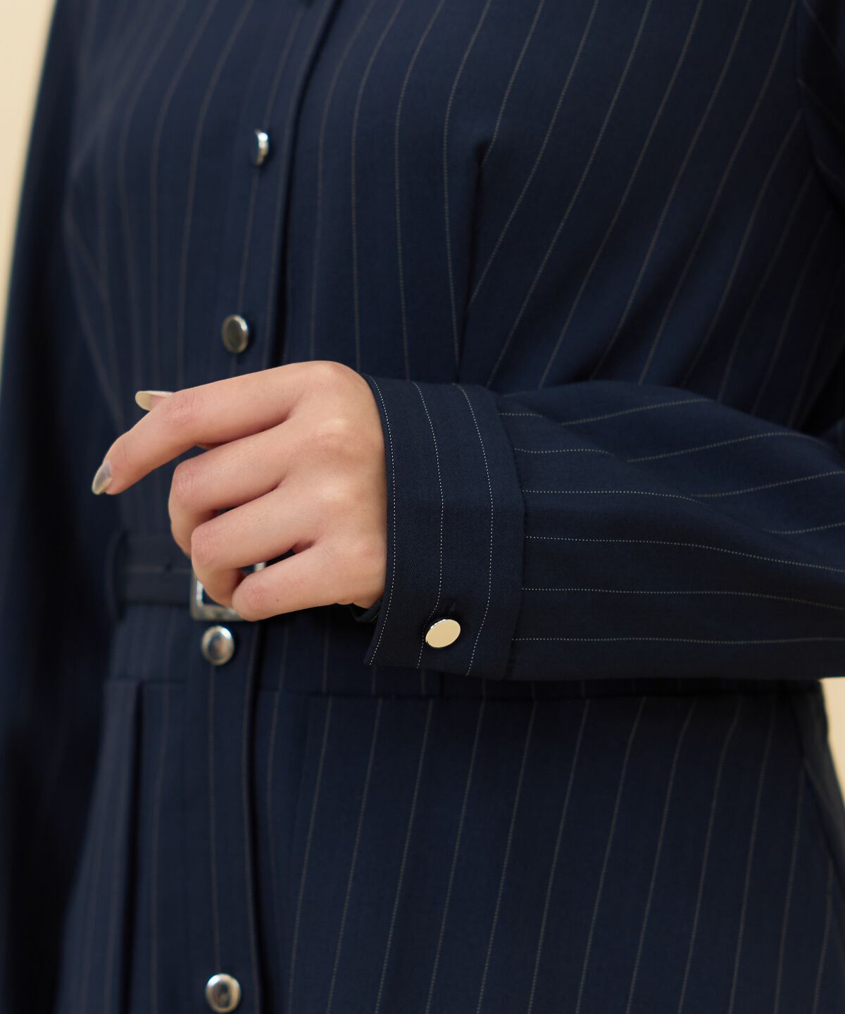 REDYAZEL「シャドーラメストライプシャツワンピース」|ワンピース|