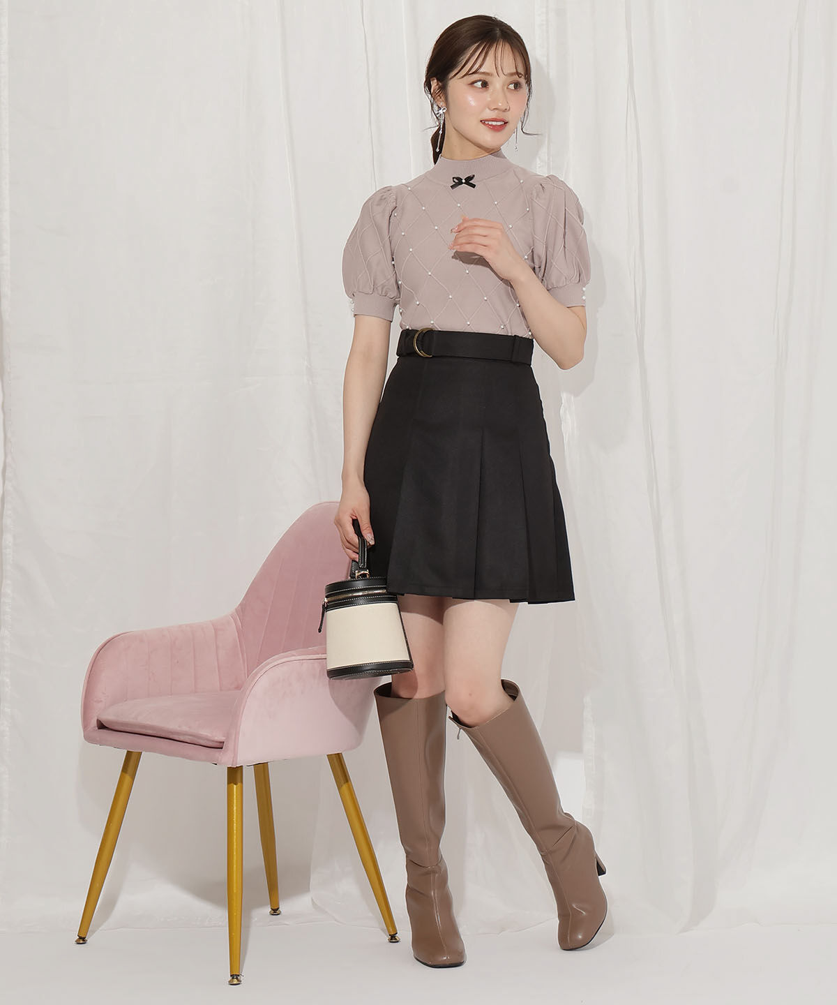 WILLSELECTION「タックプリーツミニスカート」|スカート|ブラック