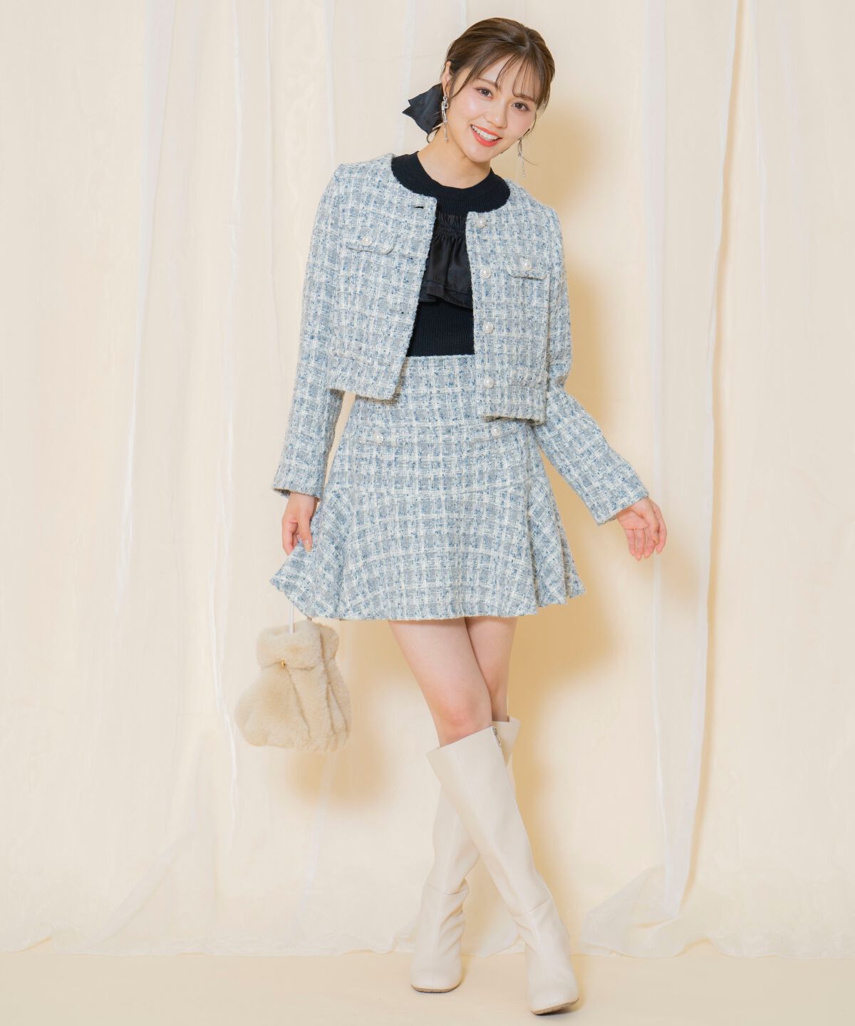 WILLSELECTION「MIXツイードノーカラージャケット」|ノーカラージャケット|