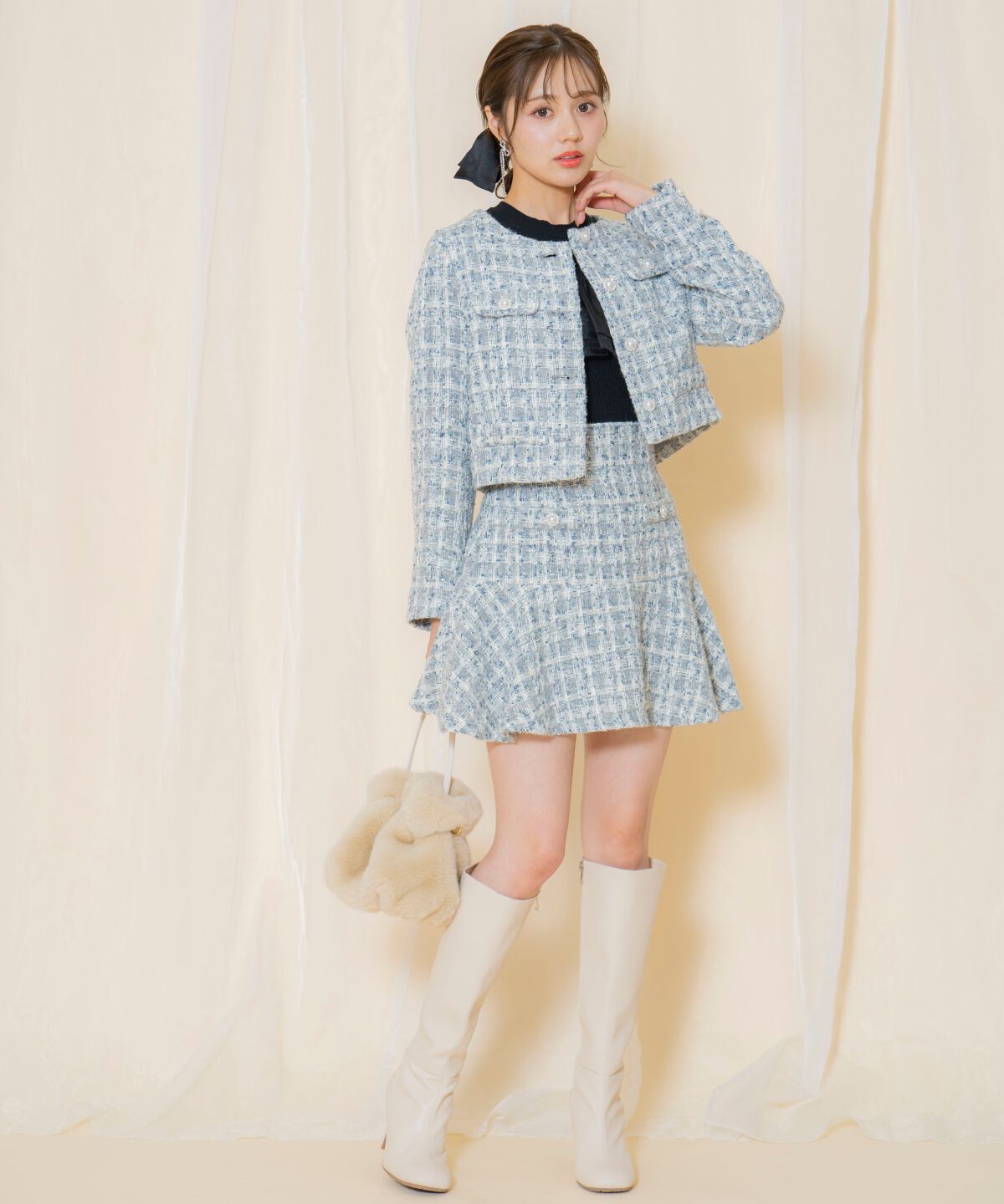 WILLSELECTION「MIXツイードノーカラージャケット」|ノーカラージャケット|