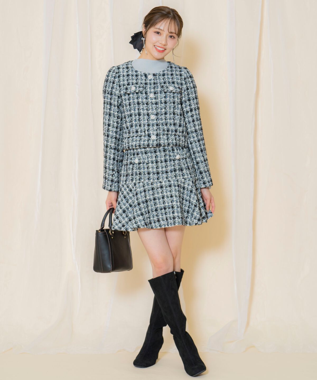 WILLSELECTION「MIXツイードノーカラージャケット」|ノーカラージャケット|