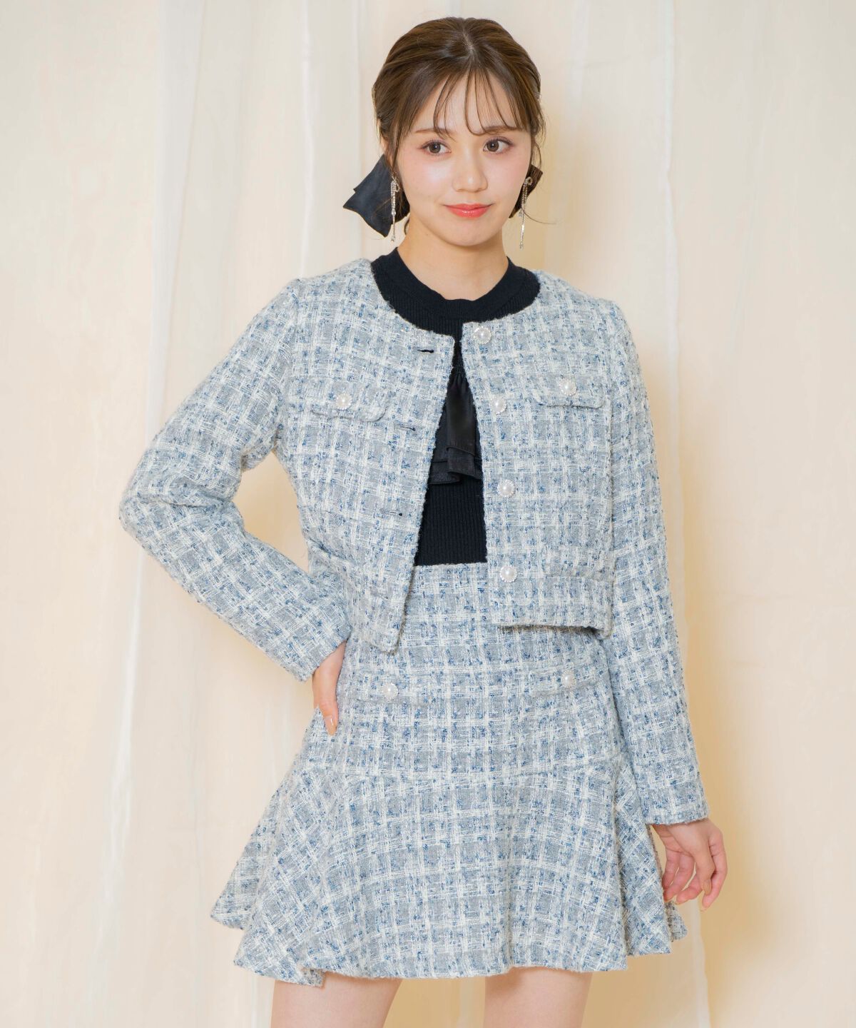 WILLSELECTION「MIXツイードノーカラージャケット」|ノーカラージャケット|