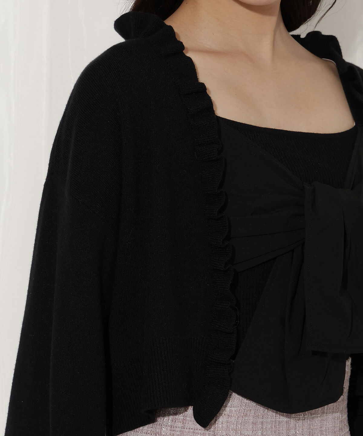 WILLSELECTION「フリルカーディガン&times;リボンキャミセット」|カーディガン|