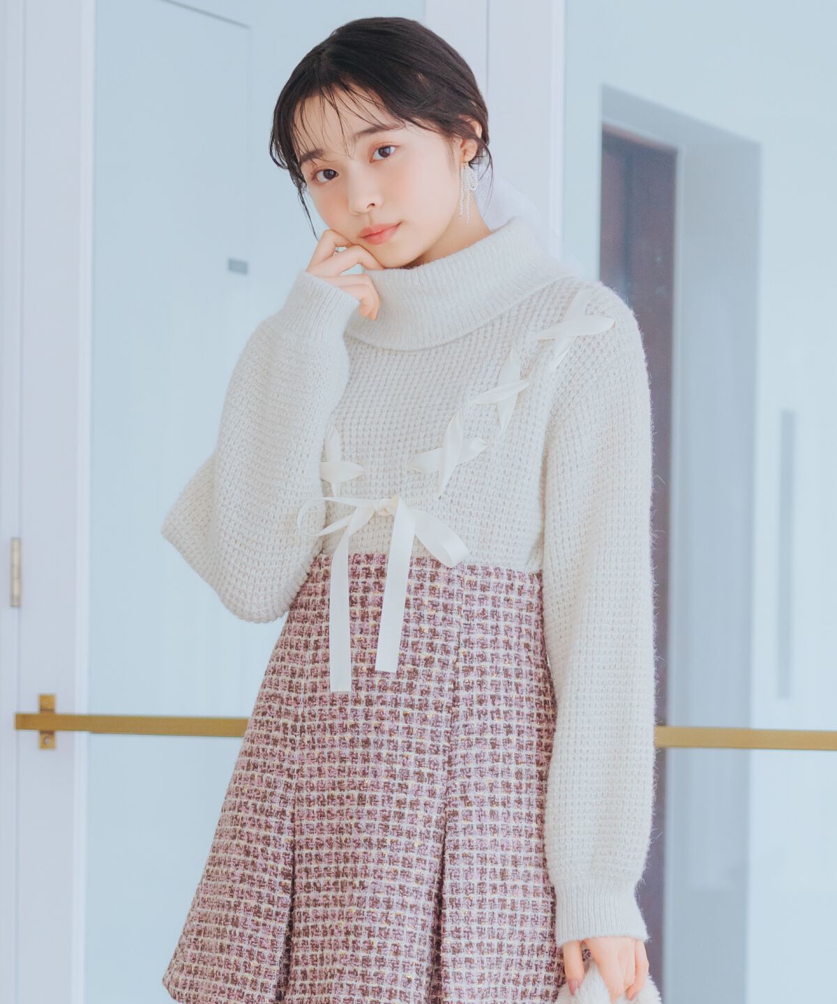 WILLSELECTION「レースアップタートルニット」|ニット・セーター|オフ