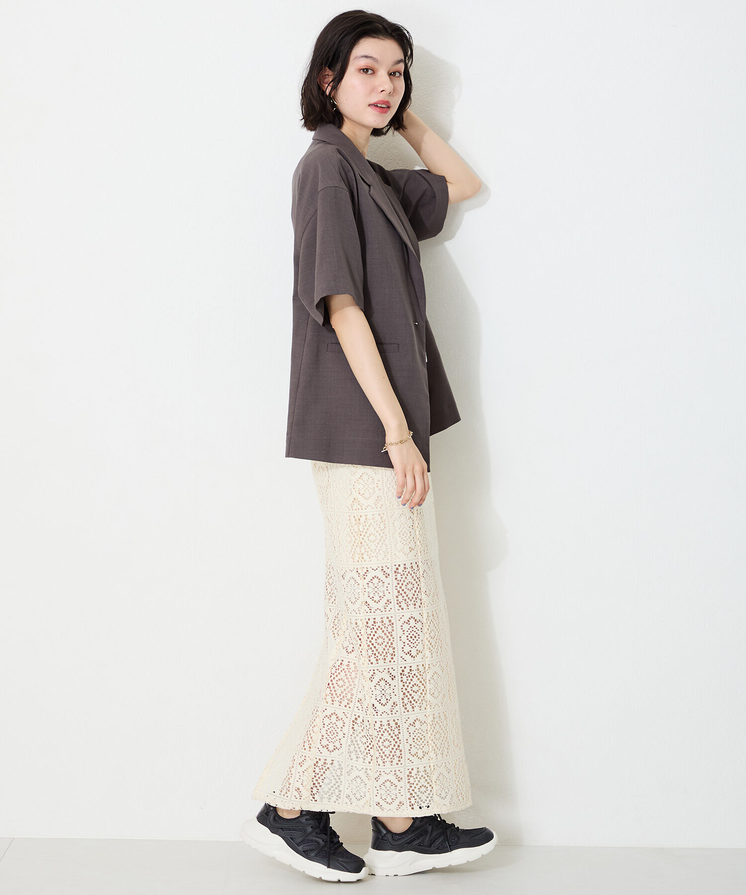 ORiental TRaffic「●2025春夏新作●ラバーパーツ&times;ラメ織りレーススニーカー/OT3760」|スニーカー|