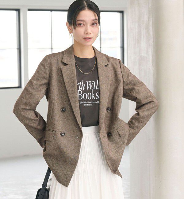 ホームスパン ダブル ジャケット ストレッチ UNITED ARROWS green label relaxing ホームスパン ダブル ジャケット