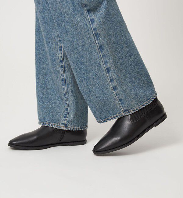 UNITED ARROWS green label relaxing「ストレッチ フラット ショートブーツ 撥水」|ロングブーツ|BLACK