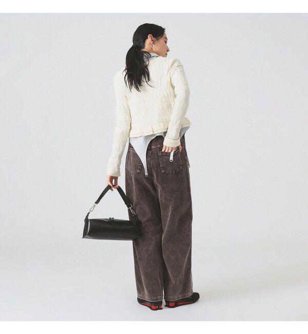 Ray BEAMS 「シャーリング ジップ Vネック カーディガン」|カーディガン|