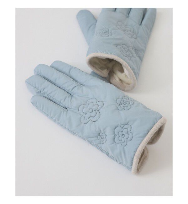 Ray BEAMS 「【別注】Casselini / フラワーキルト グローブ」|手袋|LT.BLUE