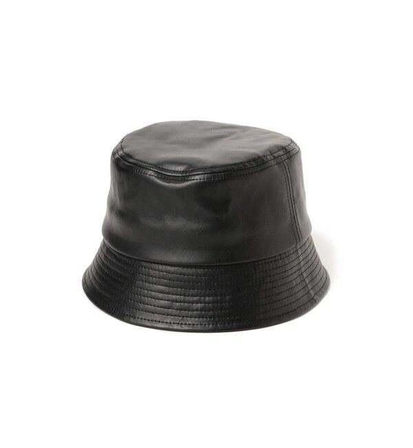 BEAMS「シンセティックレザー ハット」|キャップ・キャスケット|BLACK