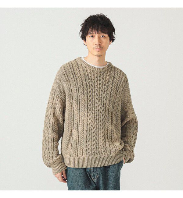 BEAMS「ワイドショートフィット アランニット」|ニット・セーター|TAUPE