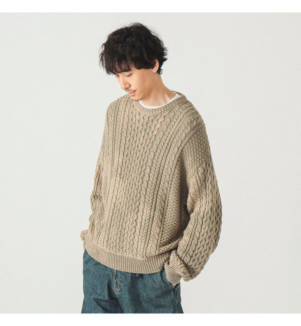 BEAMS「ワイドショートフィット アランニット」|ニット・セーター|