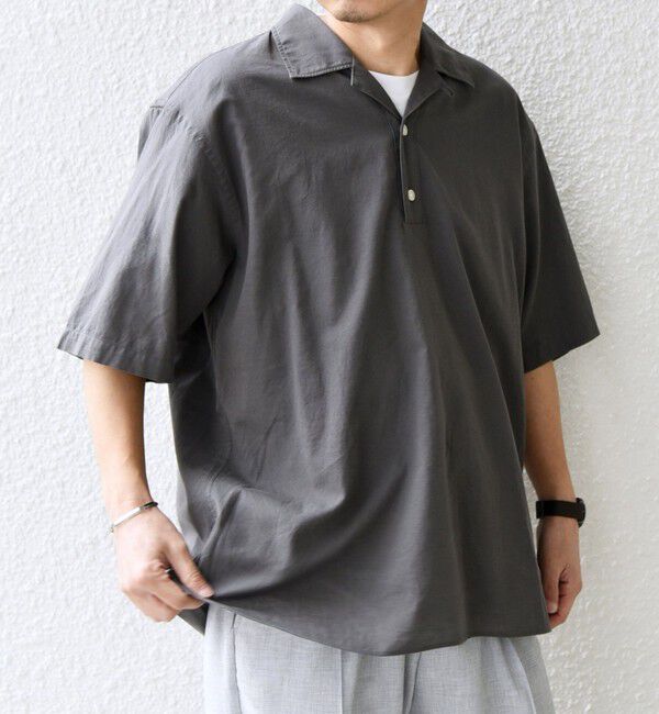 SHIPS any「SHIPS any:〈洗濯機可能〉コットン/リネン オープンカラー プルオーバー シャツ◇」|シャツ・ブラウス|グレー