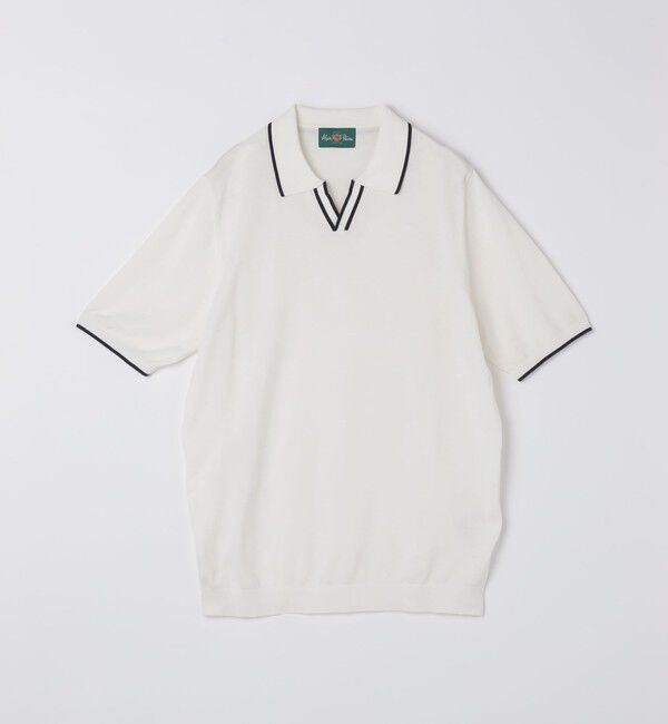 SHIPS「ALANPANE:16ゲージ コットン スキッパー ニット ポロシャツ」|ニット・セーター|ホワイト