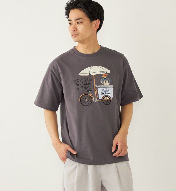 SHIPS Colors 「SHIPS Colors: パッチワーク プリント Tシャツ」|Tシャツ・カットソー|ダークグレー