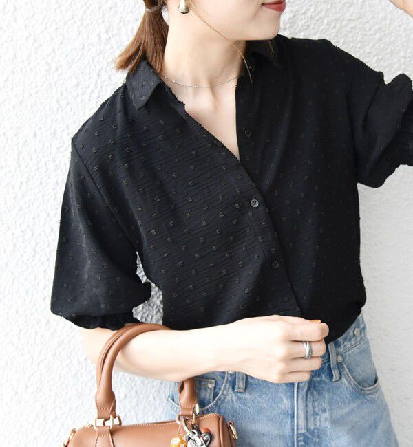 SHIPS any「SHIPS any:〈洗濯機可能〉カットドビー ジャージー パフ シャツ」|Tシャツ・カットソー|