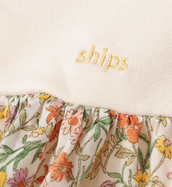 SHIPS KIDS「SHIPS KIDS:70～80cm / フラワー 長袖 セット ロンパース」|ロンパース|