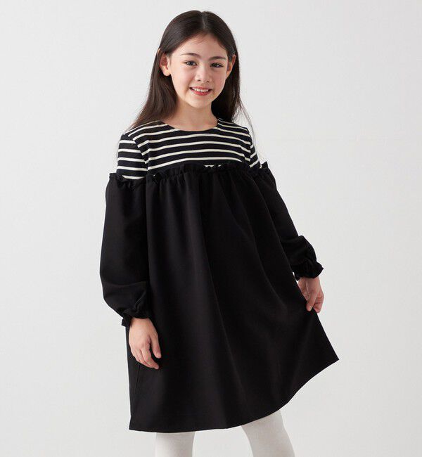 SHIPS any「SHIPS any:〈洗濯機可能〉ボーダー/ソリッド 切り替え ワンピース<KIDS>」|ワンピース|