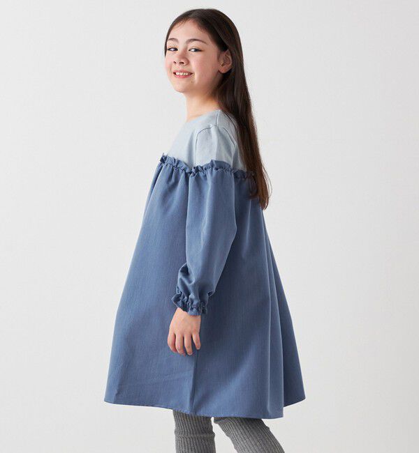 SHIPS any「SHIPS any:〈洗濯機可能〉ボーダー/ソリッド 切り替え ワンピース<KIDS>」|ワンピース|