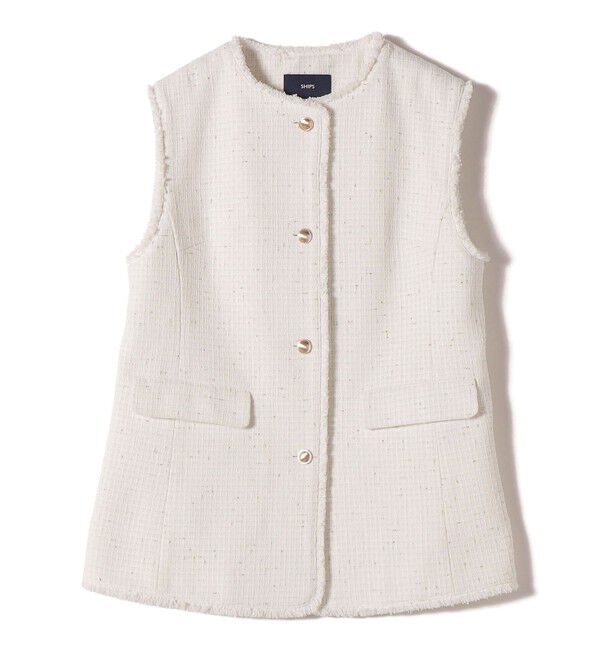 SHIPS for women「《予約》ランダム ラメ ノーカラー ボックス ジレ（セレモニー対応可）」|ベスト・ジレ|