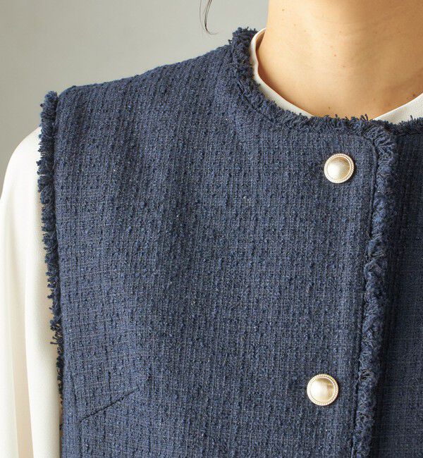 SHIPS for women「《予約》ランダム ラメ ノーカラー ボックス ジレ（セレモニー対応可）」|ベスト・ジレ|