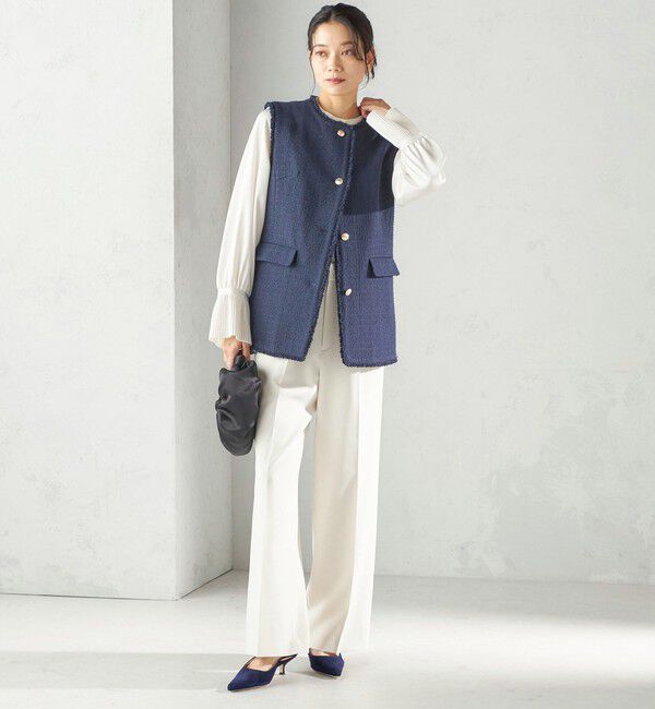 SHIPS for women「《予約》ランダム ラメ ノーカラー ボックス ジレ（セレモニー対応可）」|ベスト・ジレ|