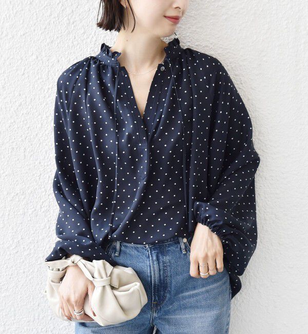 SHIPS for women「《予約》〈手洗い可能〉ドット リボン デザイン 長袖 ブラウス」|シャツ・ブラウス|