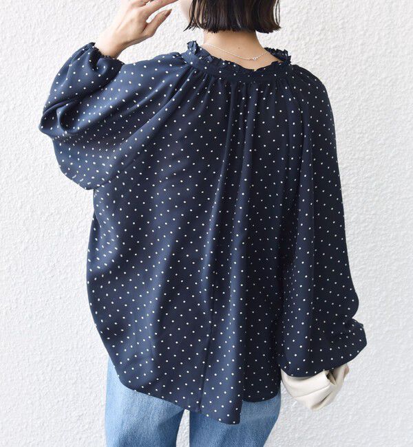 SHIPS for women「《予約》〈手洗い可能〉ドット リボン デザイン 長袖 ブラウス」|シャツ・ブラウス|