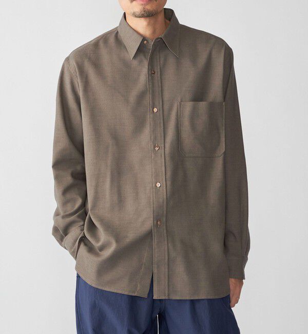 SHIPS「SHIPS: ミツマサ コットン ウール レギュラーカラー シャツ」|シャツ・ブラウス|ライトブラウン