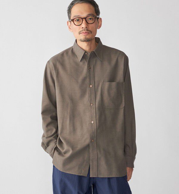 SHIPS「SHIPS: ミツマサ コットン ウール レギュラーカラー シャツ」|シャツ・ブラウス|