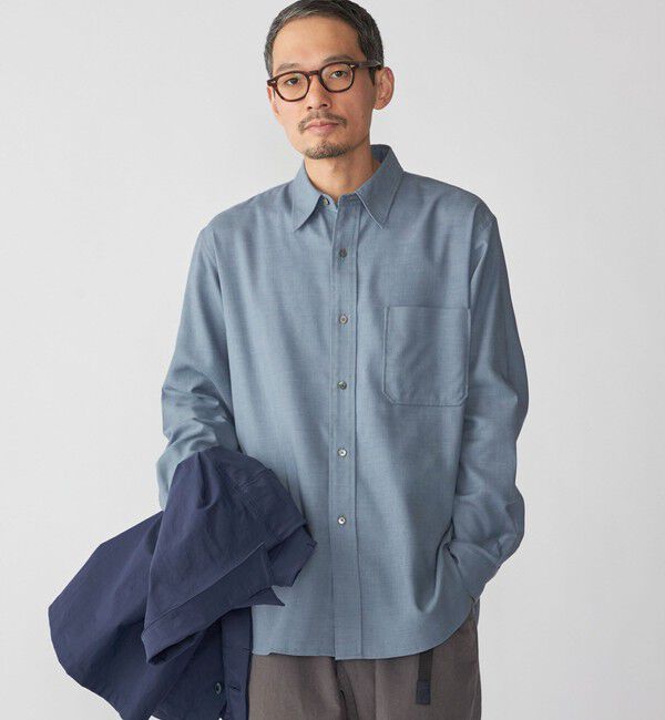 SHIPS「SHIPS: ミツマサ コットン ウール レギュラーカラー シャツ」|シャツ・ブラウス|