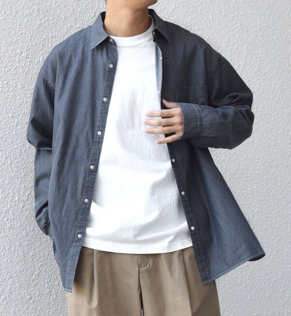 SHIPS any「SHIPS any: 3.5oz スーパーライト デニム スナップ ボタン リラックス シャツ◆」|シャツ・ブラウス|グレー