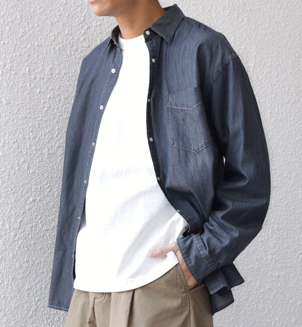 SHIPS any「SHIPS any: 3.5oz スーパーライト デニム スナップ ボタン リラックス シャツ◆」|シャツ・ブラウス|