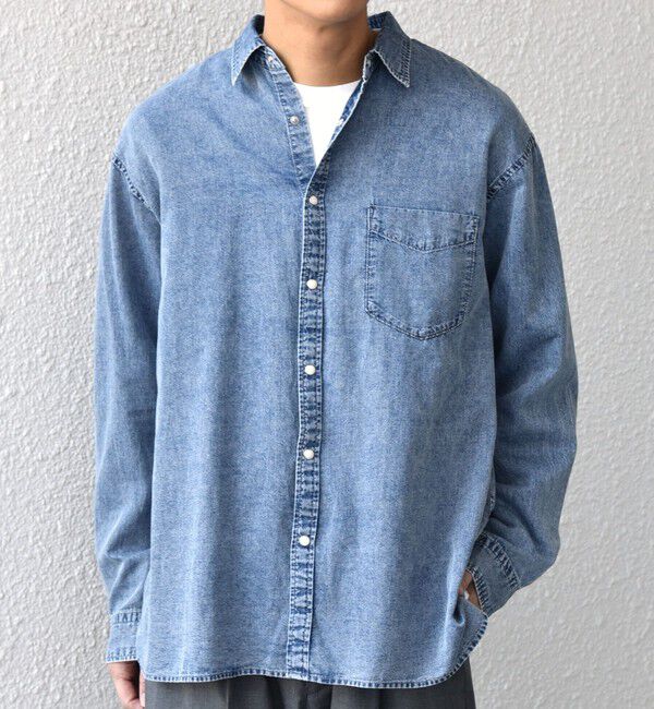SHIPS any「SHIPS any: 3.5oz スーパーライト デニム スナップ ボタン リラックス シャツ◆」|シャツ・ブラウス|