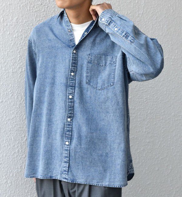 SHIPS any「SHIPS any: 3.5oz スーパーライト デニム スナップ ボタン リラックス シャツ◆」|シャツ・ブラウス|