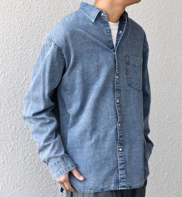 SHIPS any「SHIPS any: 3.5oz スーパーライト デニム スナップ ボタン リラックス シャツ◆」|シャツ・ブラウス|