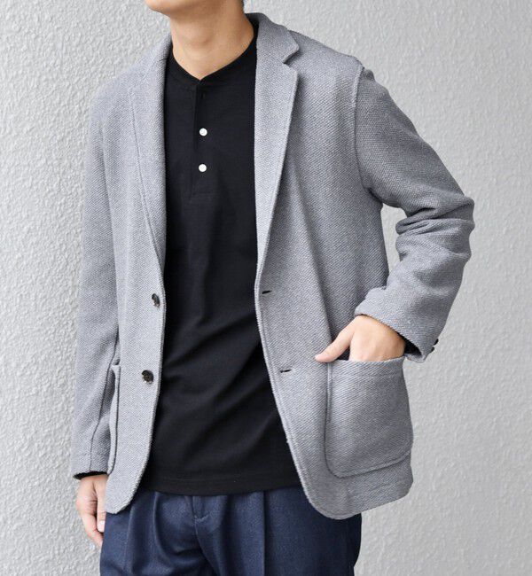 SHIPS any「SHIPS any:〈洗濯機可能〉TEXBRID(R) リネン混 タックハニカム ニッティング ジャケット◆」|テーラードジャケット|