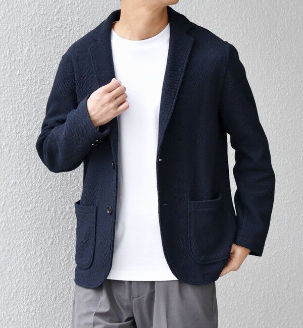 SHIPS any「SHIPS any:〈洗濯機可能〉TEXBRID(R) リネン混 タックハニカム ニッティング ジャケット◆」|テーラードジャケット|