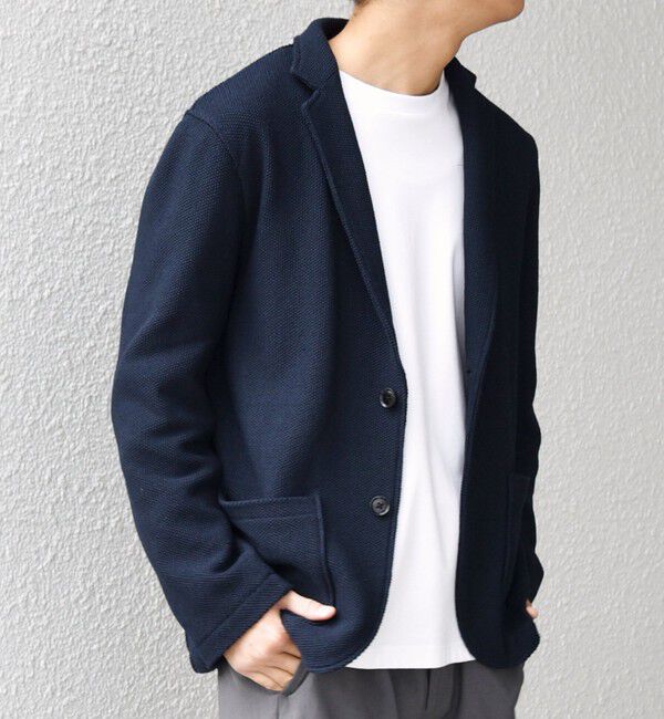 SHIPS any「SHIPS any:〈洗濯機可能〉TEXBRID(R) リネン混 タックハニカム ニッティング ジャケット◆」|テーラードジャケット|