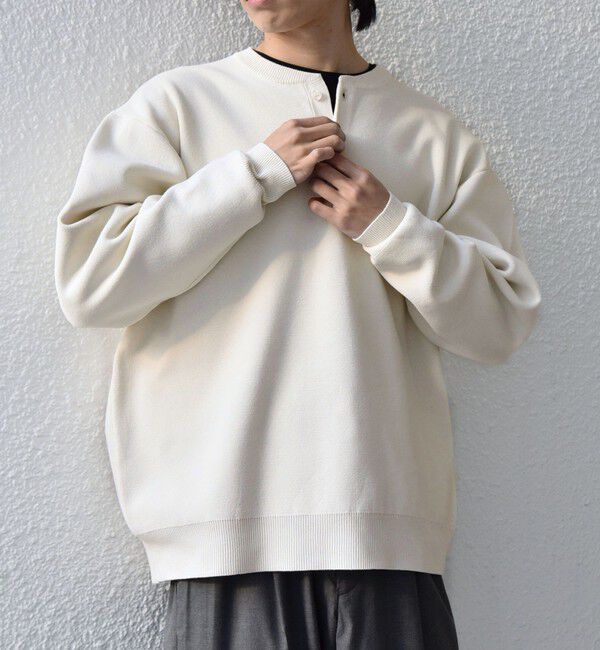 SHIPS any「SHIPS any:〈手洗い可能〉ミラノリブ コットンライク ヘンリーネック ニット◆」|ニット・セーター|