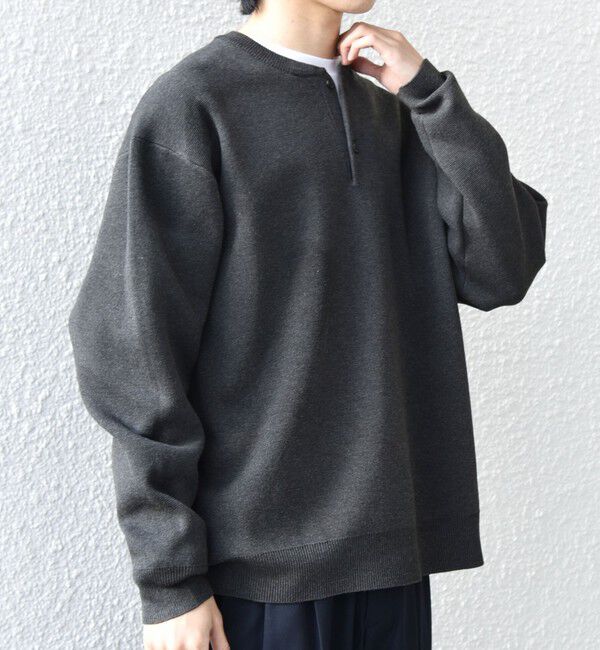 SHIPS any「SHIPS any:〈手洗い可能〉ミラノリブ コットンライク ヘンリーネック ニット◆」|ニット・セーター|