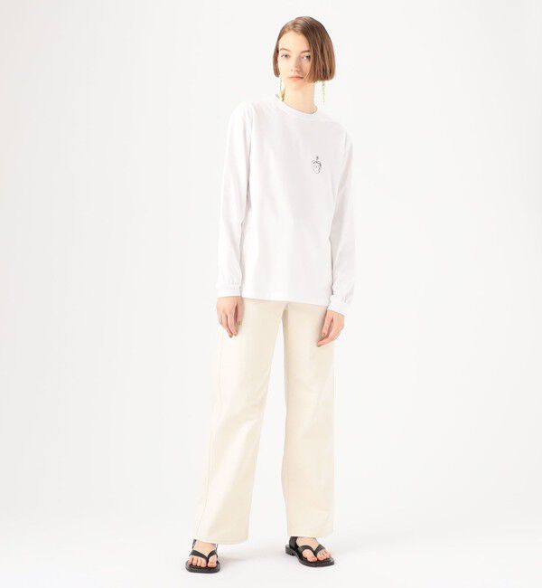 MACPHEE「コットンホワイトデニム セミワイドパンツ」|デニム|